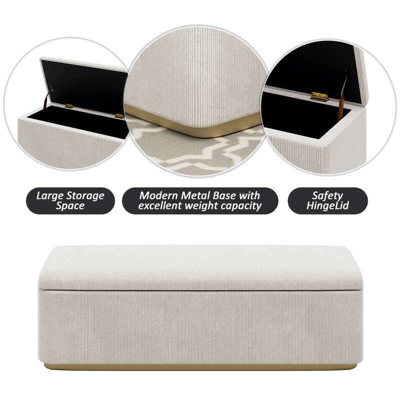 Vertical Stripe Wingback Bed Corduroy Upholstered Bed Frame with High Headboard, Low Profile Platform Bed Light Grey Frame Bed