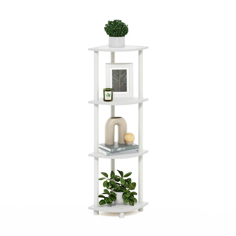 Furinno Turn-N-Tube 4-Tier Corner Display Rack Multipurpose Shelving Unit, Columbia Walnut/Black
