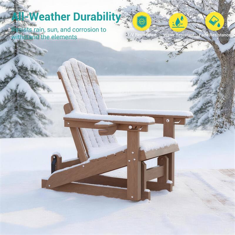 Glider Adirondack Chair 3-Position Adjustable, HDPE Wood-Like Texture