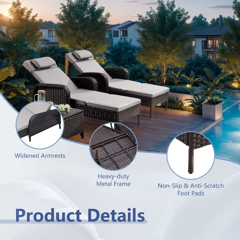 Outdoor 2 Peice Rattan Lounge Chaise