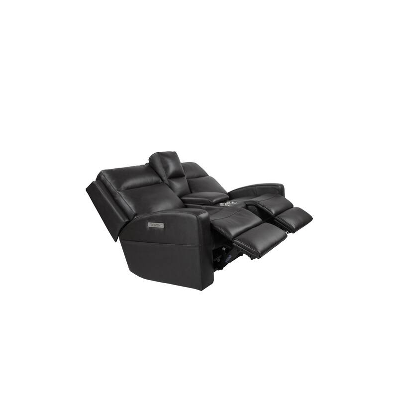 URlivingroom Top Grain Leather Power Reclining Loveseat with Console Storage, USB Charge Port - 79.5"W*39.25D*40.5"H