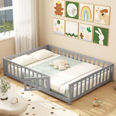 Gymax Full Size Floor Bed Montessori Bed Frame w/ Full-length