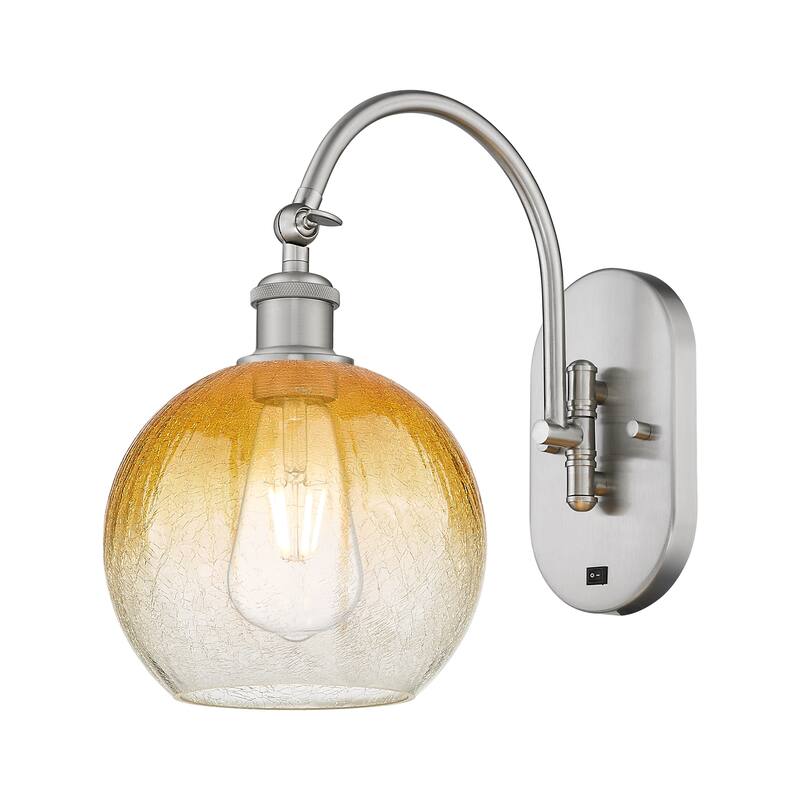 Innovations Lighting Endless Possibilities Ballston - Brookhaven Globe - 1 Light 8" Swiveling Sconce - Brushed Satin Nickel/Amber