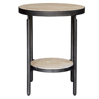 Uttermost Dauntless Travertine Side Table - 19"W x 24"H x 19"D
