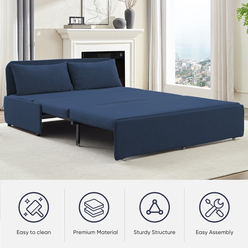 Mixoy Full/Queen Size Sofa Bed,2 in 1 Convertible Linen 1-Seater/Loveseat Sleeper Sofa Couch with Cushions