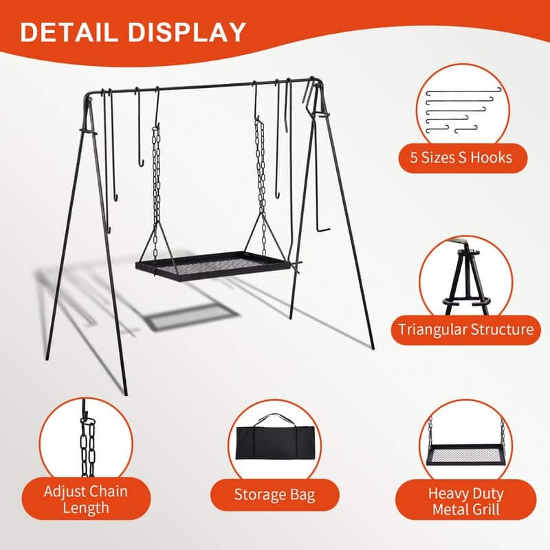 Portable Cookware Hanging Rack Outdoor Camping Bonfire - N/A