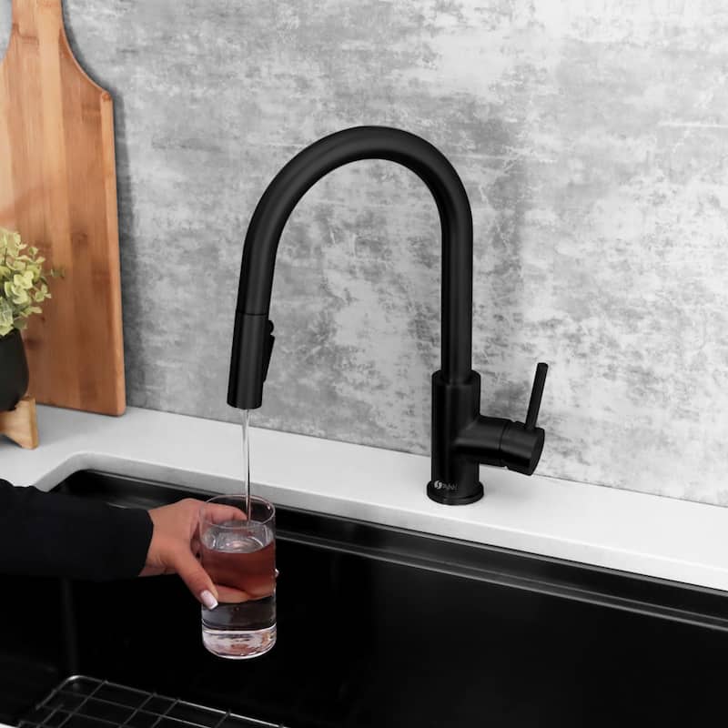 Modena Single Handle Brushed Gold Pull Down Kitchen Faucet with Reversible Osmosis