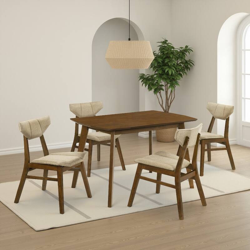 Amaris Upholstered Dining Chair in Walnut Finish - Set of 4 - Sand