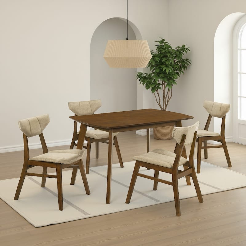 Set of 4 Amaris Upholstered Dining Chairs in Walnut Finish