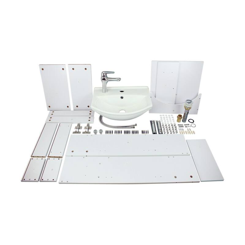 White Cabinet Vanity Sink Mahayla 17-3/4" Porcelain Sink with Faucet, Drain and Overflow Renovators Supply