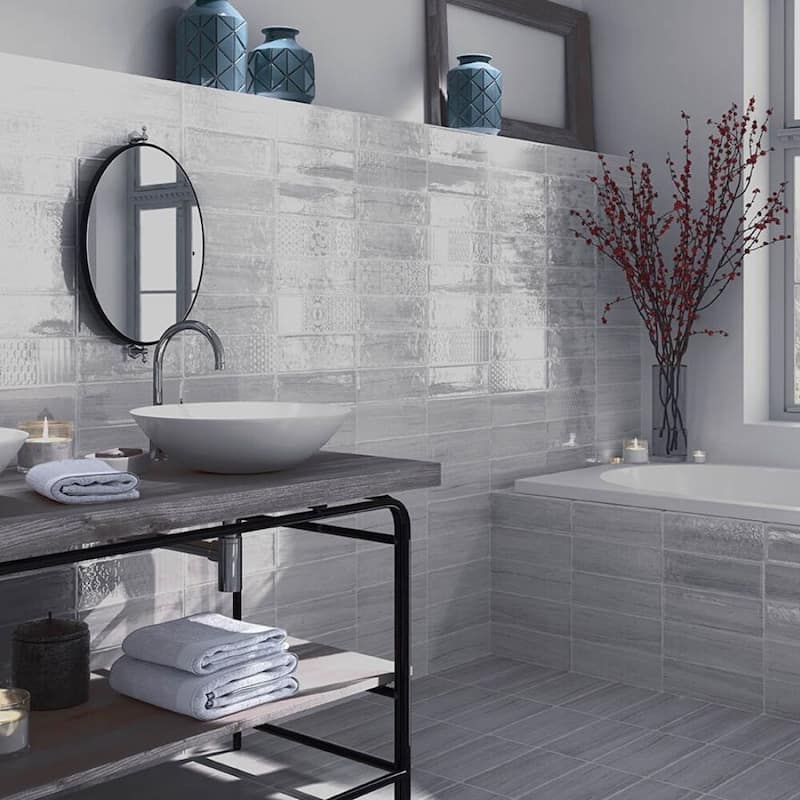 The Tile Life Jones 4x12 Gris Ceramic Relief Wall Tile