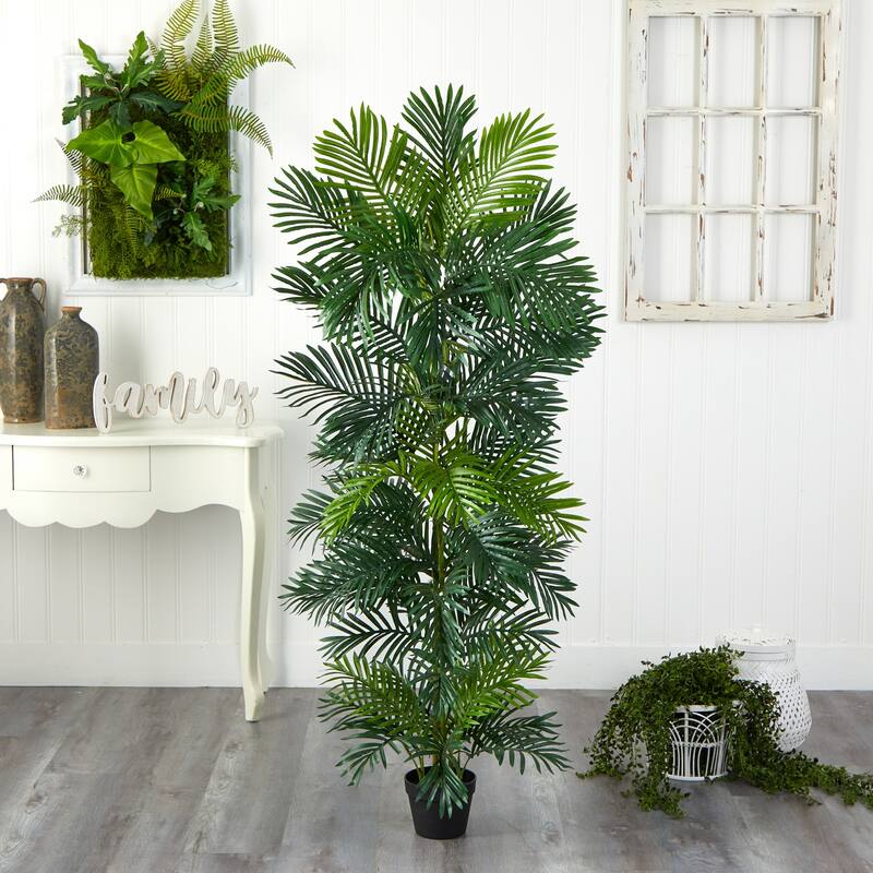 70In Palm Tree Indoor Outdoor Tropical Decor - UV Resistant Artificial Tree for Home Office Living Room - Green