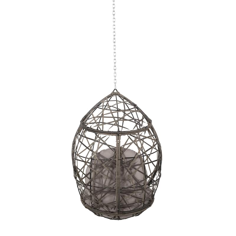 Teardrop Rattan Wicker Basket Swing Chair with Water-Resistant Cushions & Suspension Chain Hanging Chair Egg Chair