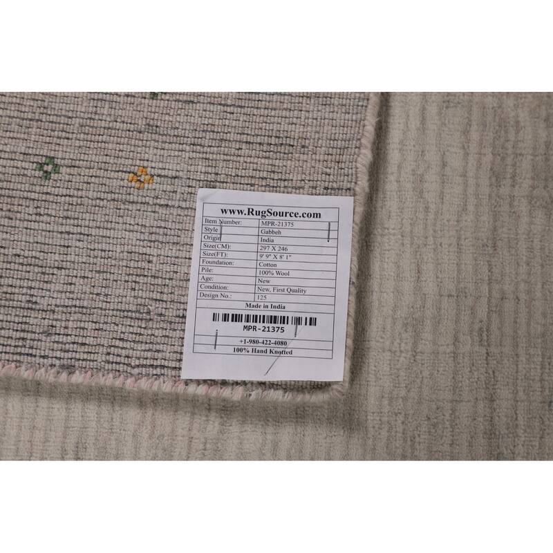 Gabbeh Indian Area Rug Hand-Knotted Wool Carpet - 8'1" X 9'9"