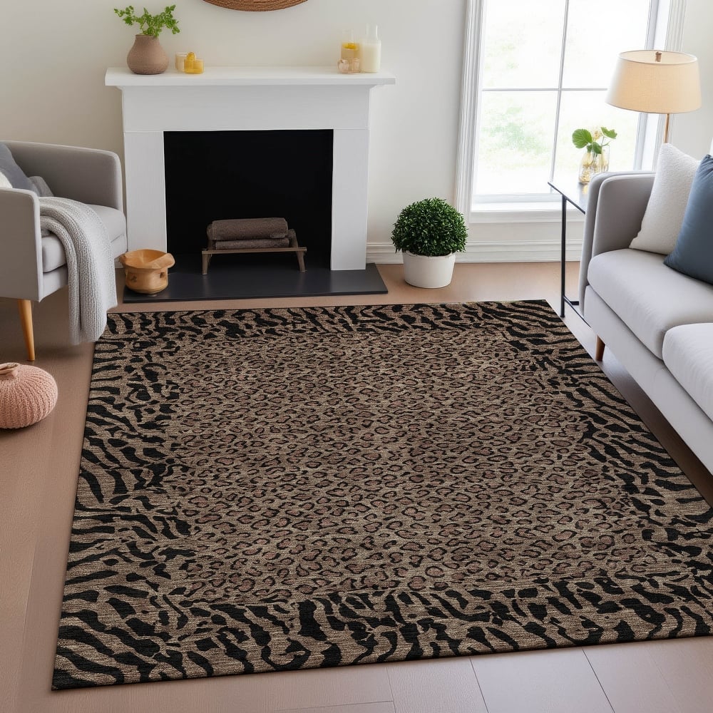Premium Washable Super Soft Animal Print Border Mayfield Rug