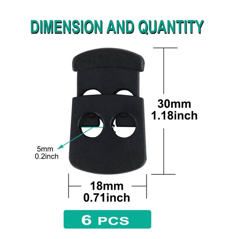 6pcs Plastic Cord Locks Stoppers End Spring Fastener Organizers Black