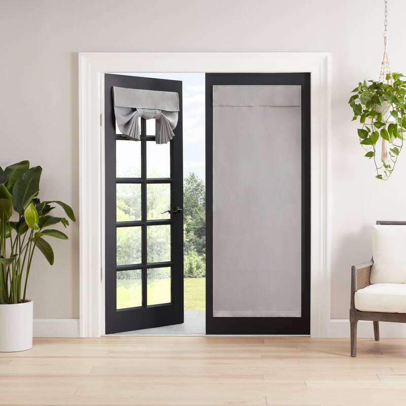 Eclipse Braylon Solid Blackout French Door Panel - 40x26 - Grey