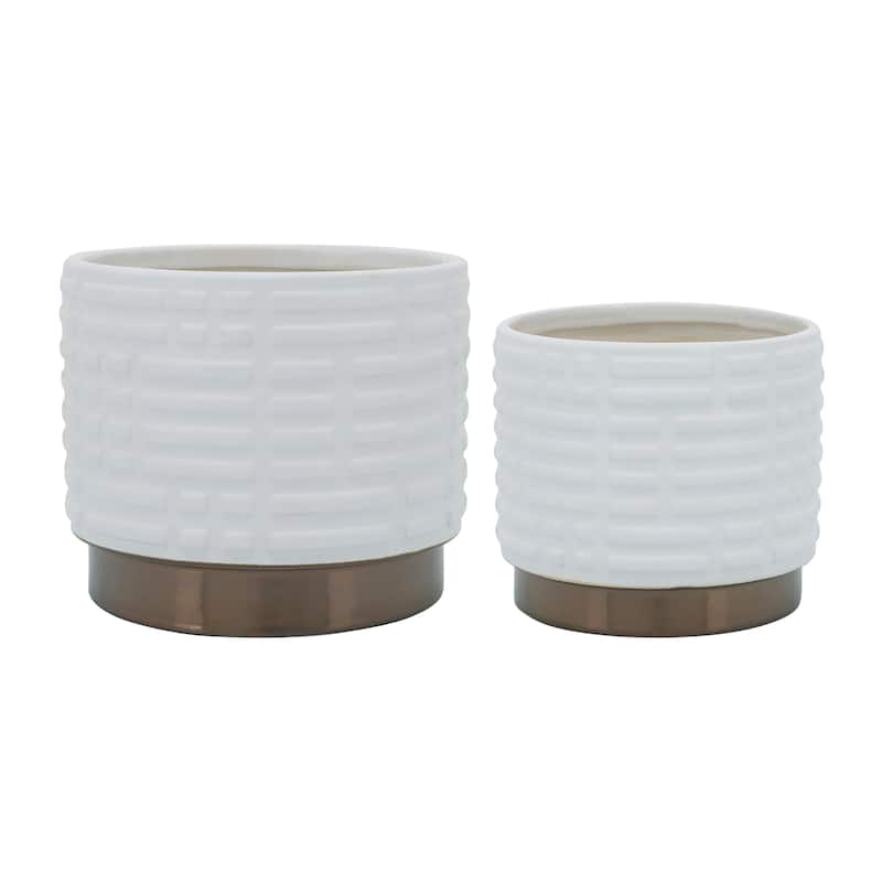Sagebrook Home Modern Neutral Ceramic Planter Set of 2 - 8"x8"x7"