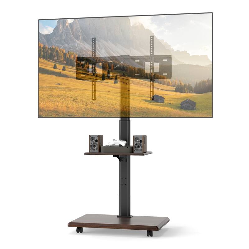 Gymax Rolling TV Stand on Wheels w/30 Degree Tilt Mount Adjustable - Black
