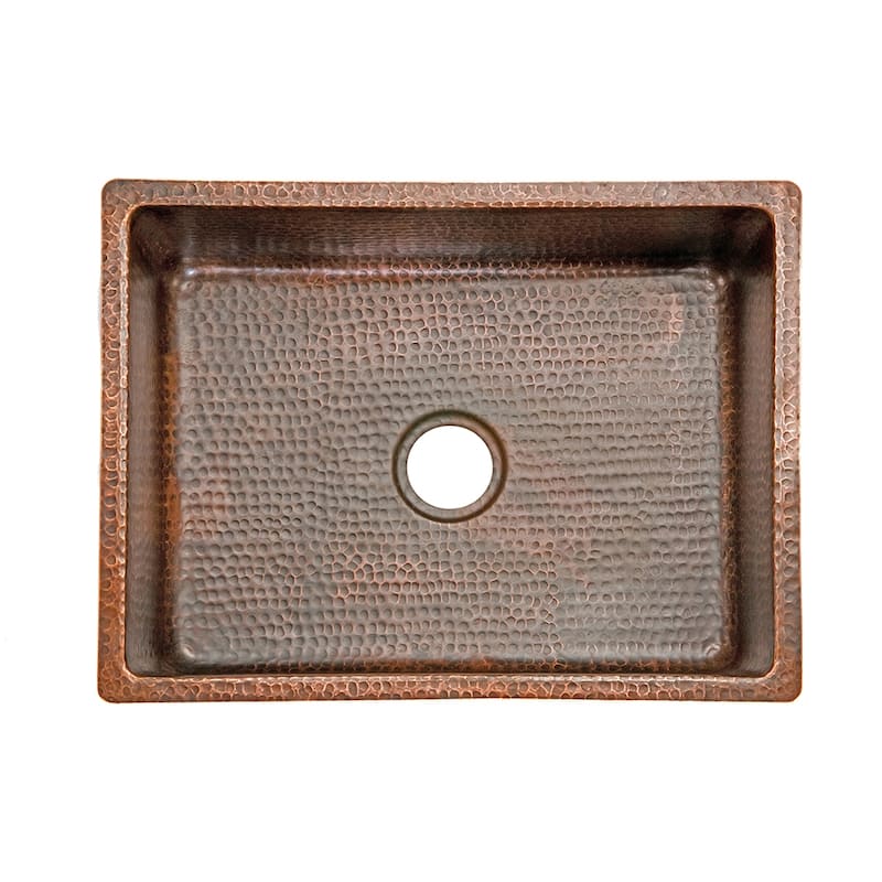 25-in Hammered Copper Kitchen Single Basin Sink with Matching Drain and Accessories (KSP3_KSDB25199)