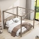 preview thumbnail 14 of 20, King Size Canopy Platform Kids Bed Frame with Headboard & Support Legs, Safety Guaranteed, Easy to Assemble, Grey Wash