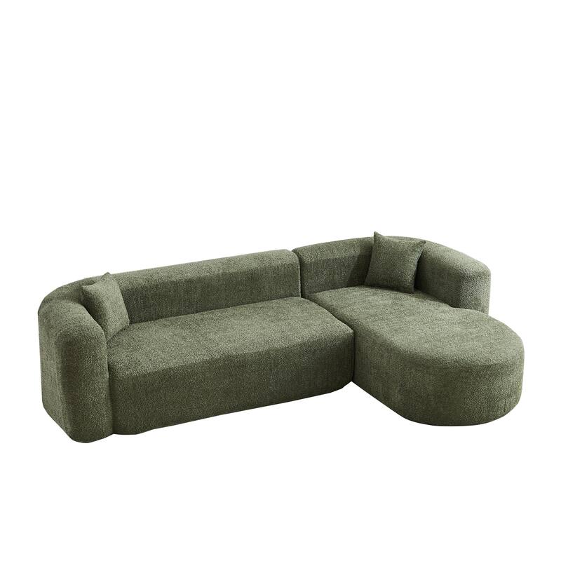 L-Shaped Modular Sectional Sofa, Comfy Chenille Boneless Cloud Couch, Corner Deep Seat Sofa with 2 Throw Pillows
