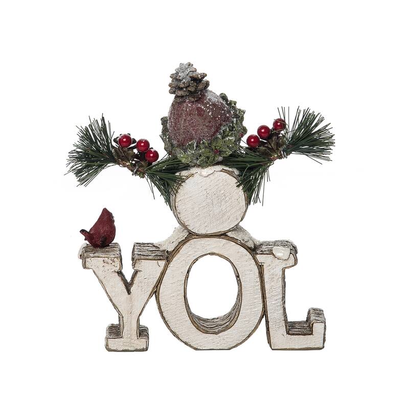 Transpac Resin 8.5 in. Off-White Christmas Snowman Joy Decor