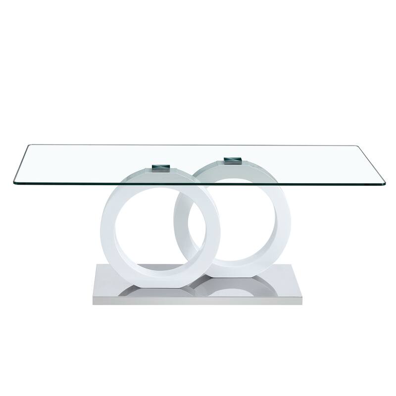 Rectangular Coffee Table withTempered Glass Tabletop