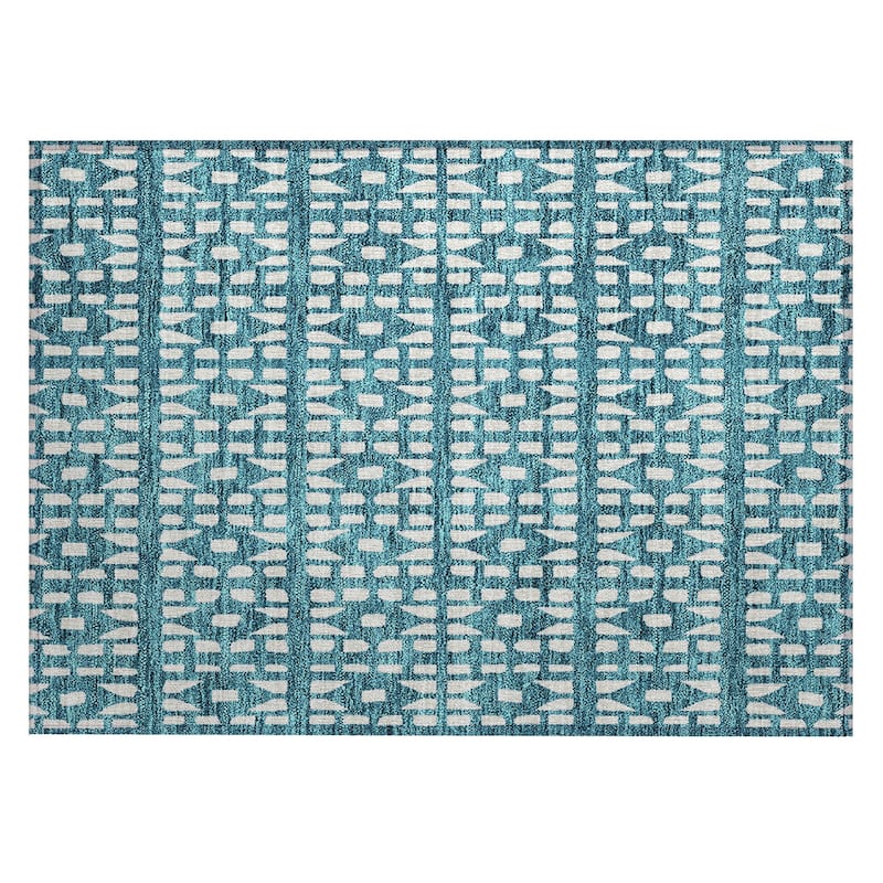 Machine Washable Indoor/ Outdoor Contemporary Imprints Chantille Rug
