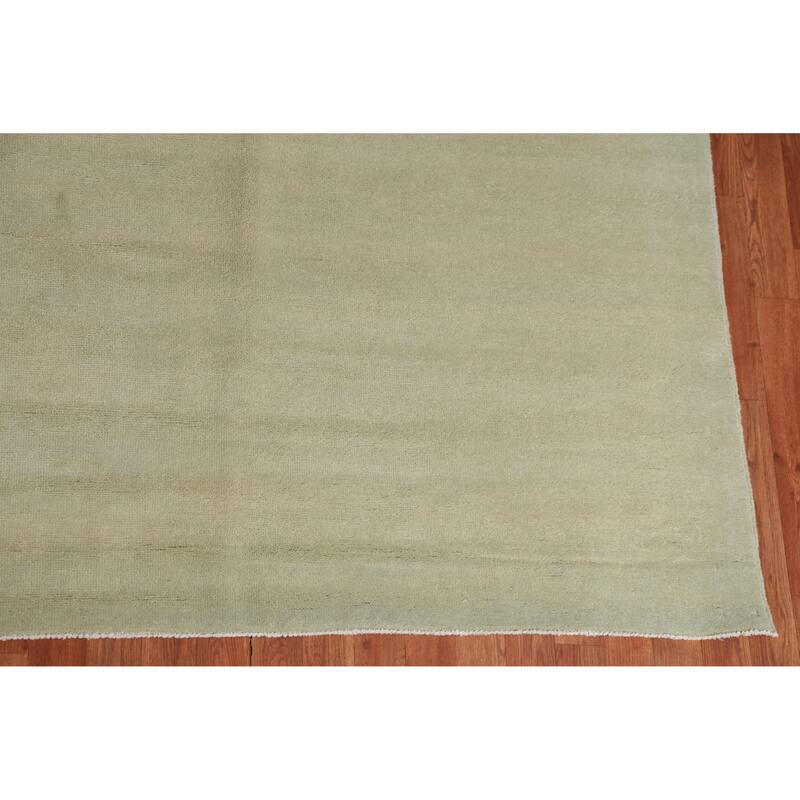 Hand Knotted Oriental 100% Wool Carpet Modern Solid Green Gabbeh Area Rug - 13' 0'' X 10' 3''