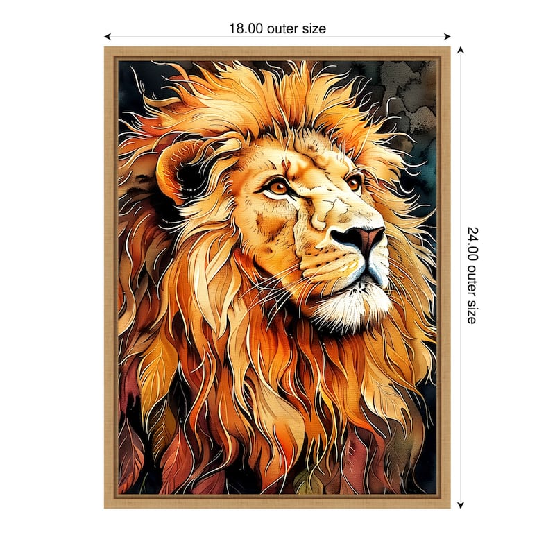 Lion Mane by Justyna Jaszke Framed Canvas Wall Art - 18 x 24 in