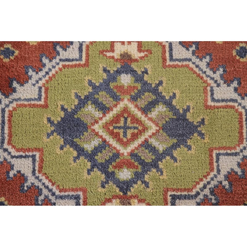 Orange Geometric Kazak Oriental Runner Rug Handmade Wool Carpet - 2'7"x 7'10"