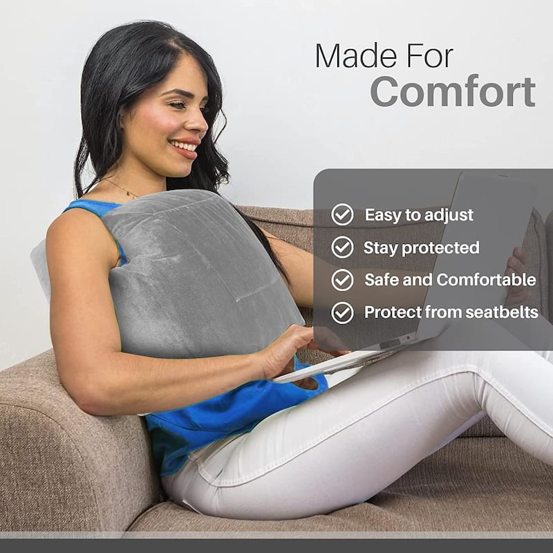 Cheer Collection Post Mastectomy Pillow with Front and Back Pockets - Grey