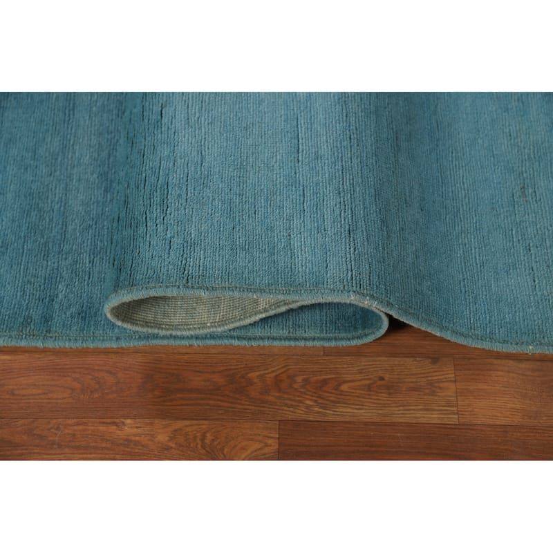Blue Gabbeh Modern Area Rug Hand-Knotted Wool Carpet - 6'7" x 9'6"