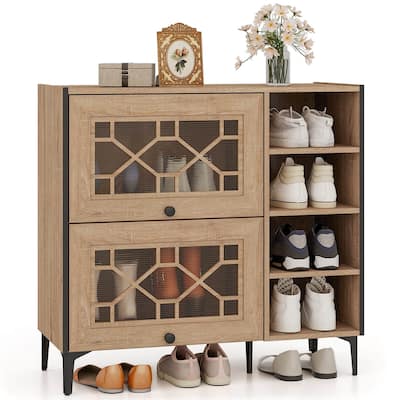 Costway Shoe Storage Cabinet with Flip Doors Adjustable and Removable - See Details