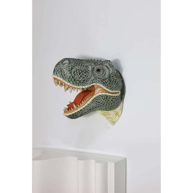 Dinosaur Head Wall Sculpture - 13.5" - Green and Red
