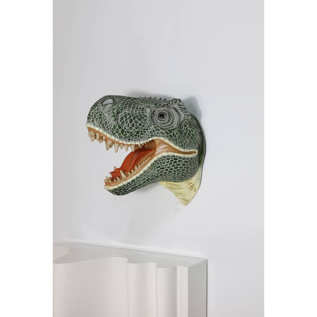 Dinosaur Head Wall Sculpture - 13.5" - Green and Red