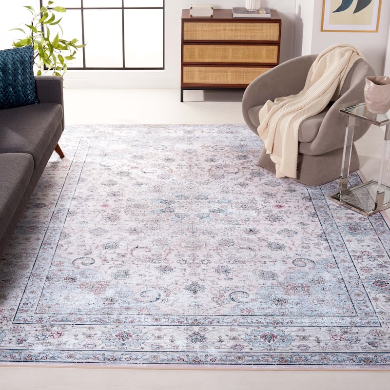 SAFAVIEH Tucson Machine Washable Slip Resistant Abigail Oriental Rug - 9' x 12' - Beige/Green