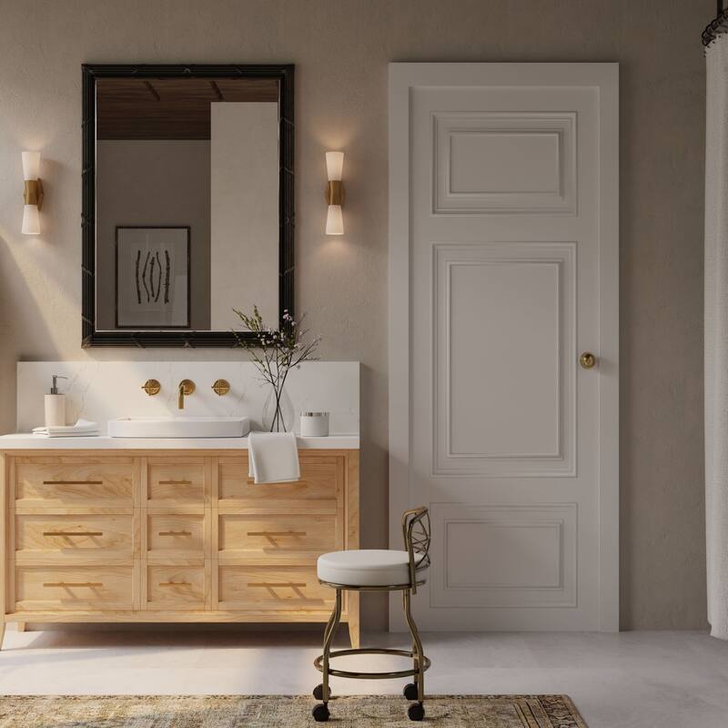 X-Back Vanity Stool with Casters - 27.5" - White and Gold