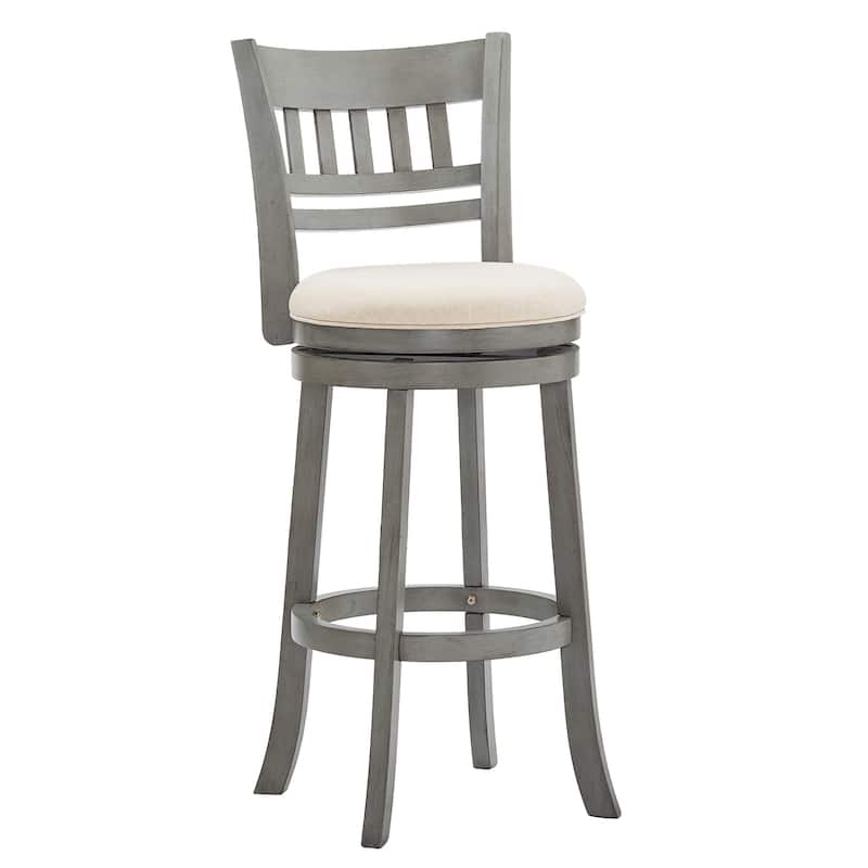 Verona Swivel 29-inch High Back Bar Stool by iNSPIRE Q Classic - Antique Grey Finish-Beige Linen-Lattice