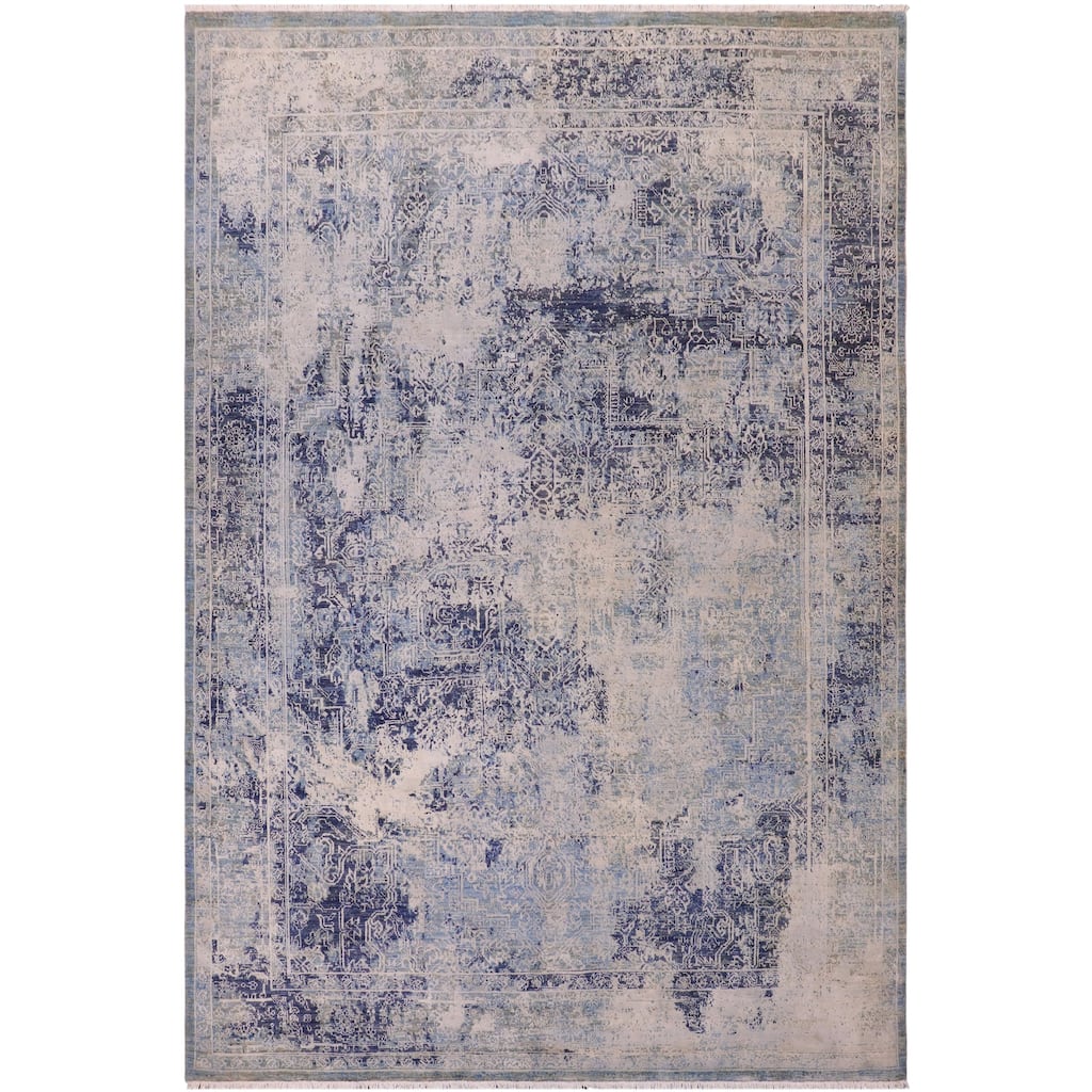 Bohemian Ziegler Terrance Blue Grey Wool&Silk Rug - 8'4'' x 9'9''
