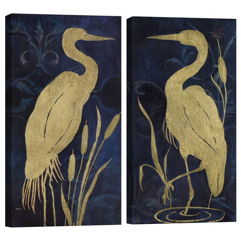 Egret on Indigo I & II by Janet Tava Canvas Art Prints