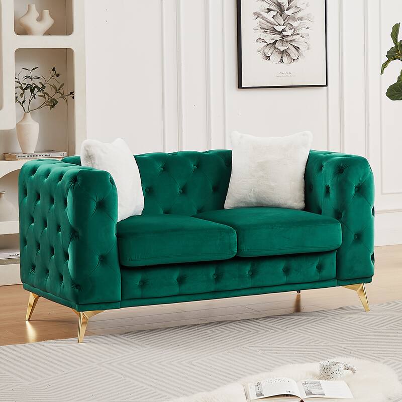 Modern Luxury Velvet Sofa with Chesterfield Quilted Button Accents