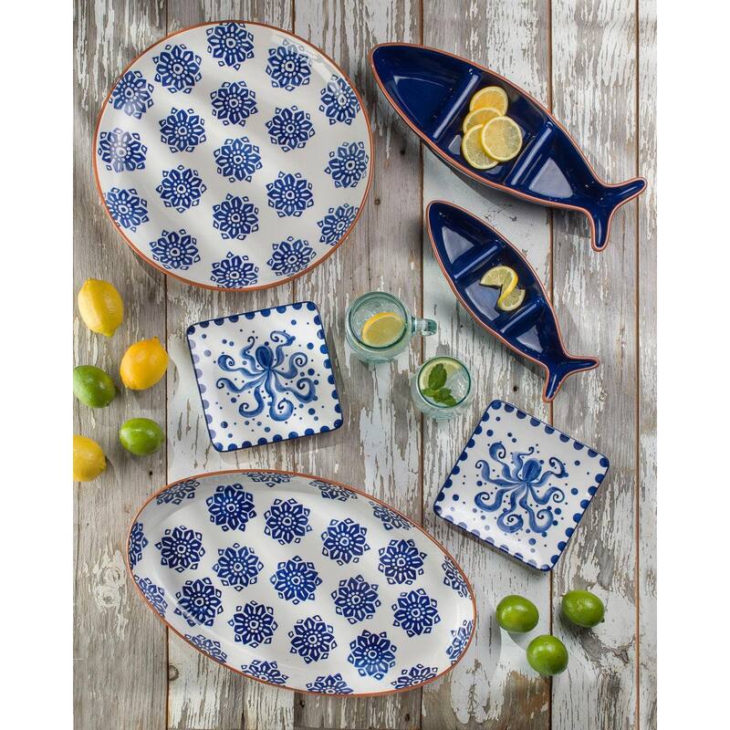 Euro Ceramica Mediterranean Sea Fish 11'' Round Serving Bowl