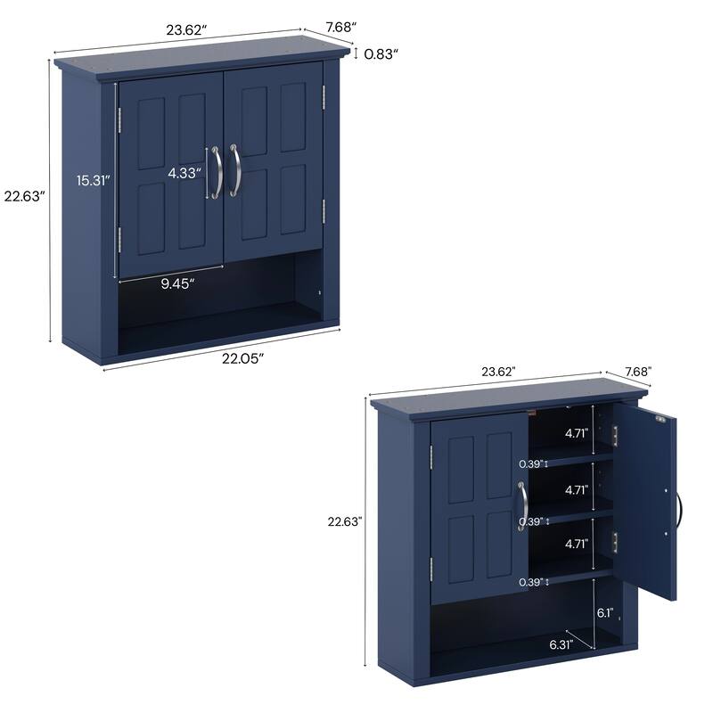 Bathroom Wall Storage Cabinet, Multi -functional Wall Mounted Cabinet with Adjustable Shelves, Medicine Cabinet