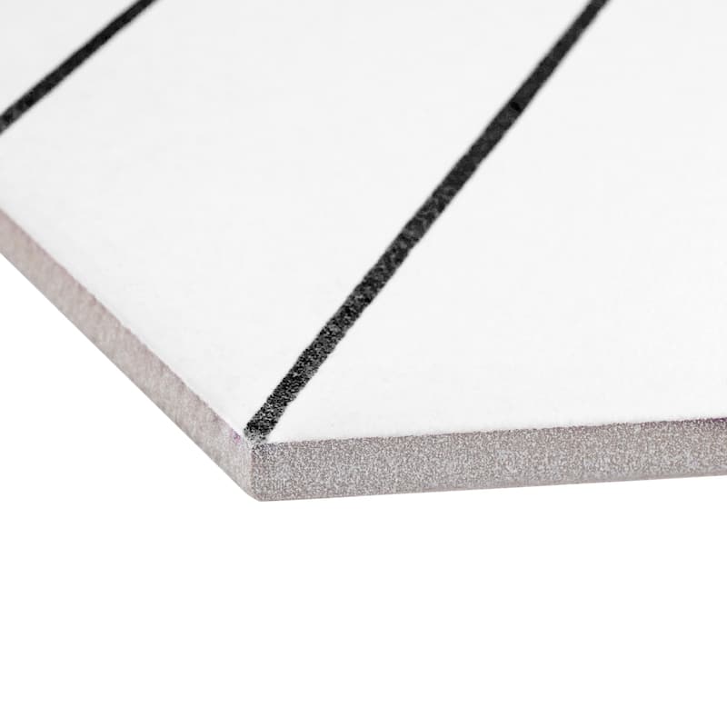 Merola Tile Porto Savona Hex Black 8-5/8" x 9-7/8" Porcelain Floor and Wall Tile