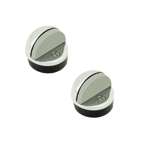 Chrome Domed Door Stop Floor Mount Bumper with TWO Height Choices Installation Hardware Included Pack of 2 Renovators Supply