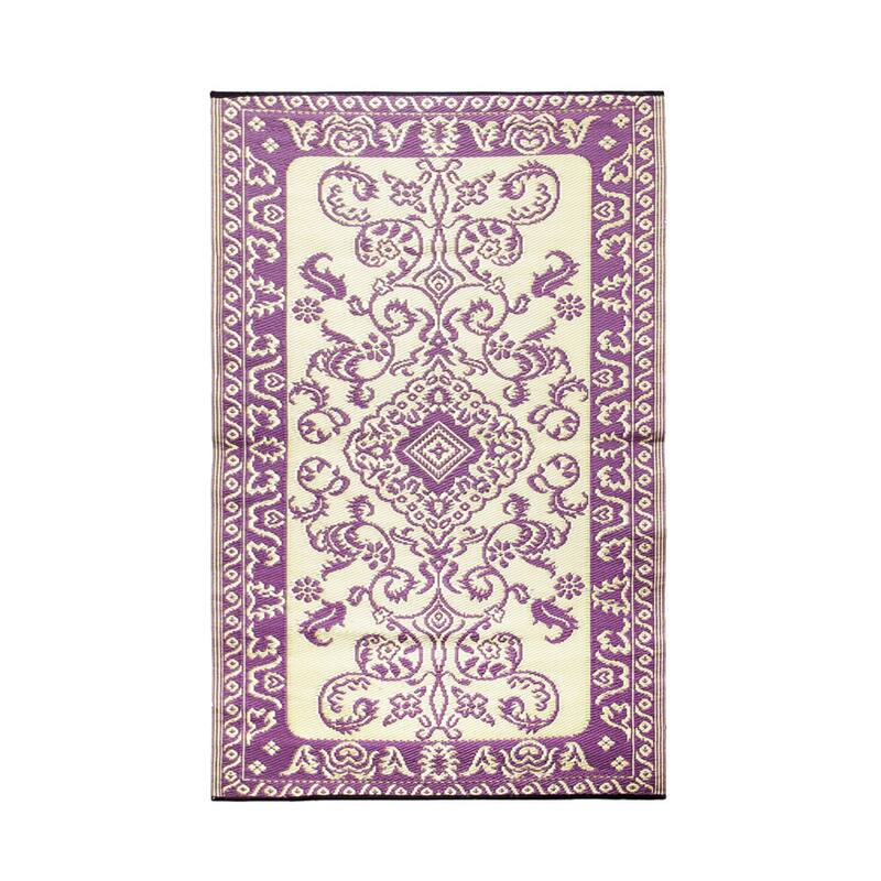 Achla Designs 72"L Violet Polypropylene Woven Indoor/Outdoor Tracery Floor Mat - 48" W x 72" L x 0.25" H