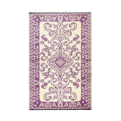 Achla Designs 72"L Violet Polypropylene Woven Indoor/Outdoor Tracery Floor Mat - 48" W x 72" L x 0.25" H