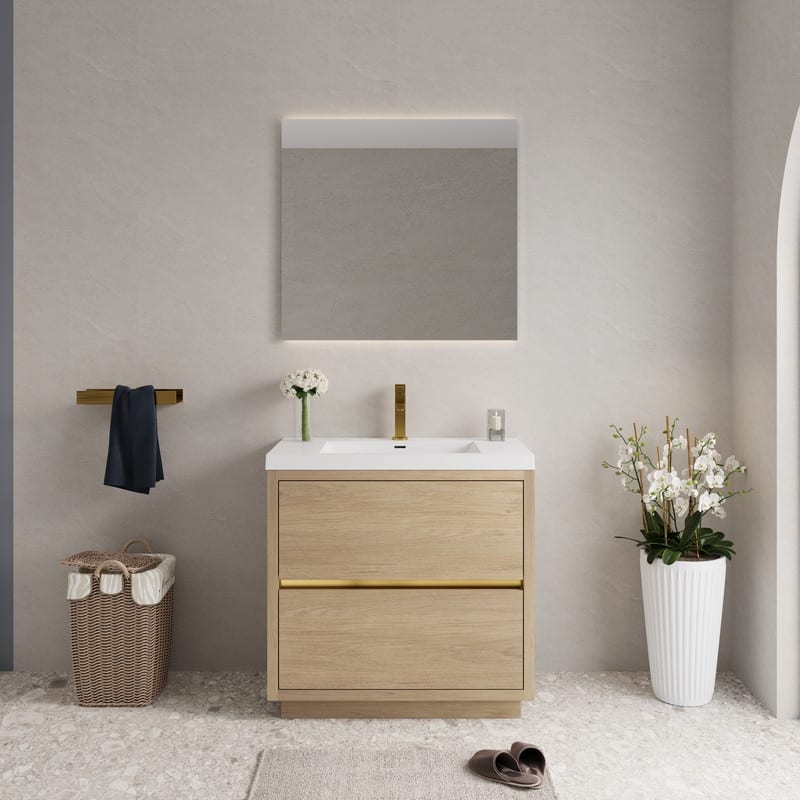Abruzzo 36" Freestanding Bathroom Vanity with Stone Resin Sink and Two Soft Close Drawers